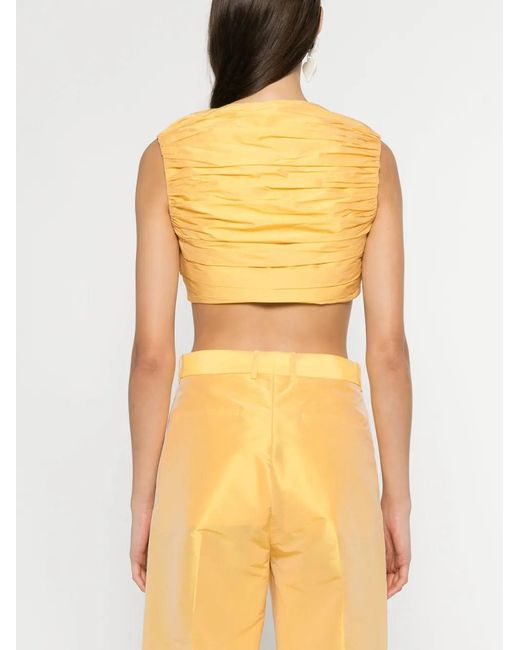 Viktor & Rolf Yellow Pleated Cropped Top