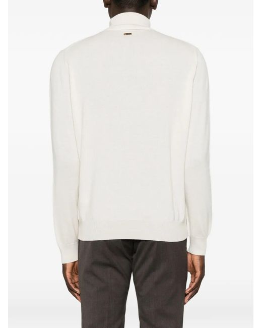 Corneliani White Roll-Neck Knitted Sweater for men