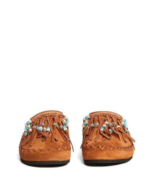 Alanui Brown Round-Toe Beaded Mules for men