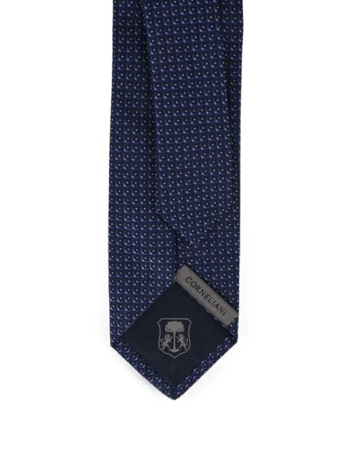 Corneliani Blue Patterned Silk Tie for men