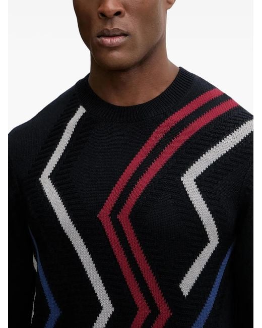 ARMANI EXCHANGE Blue Zigzag-Pattern Sweater for men