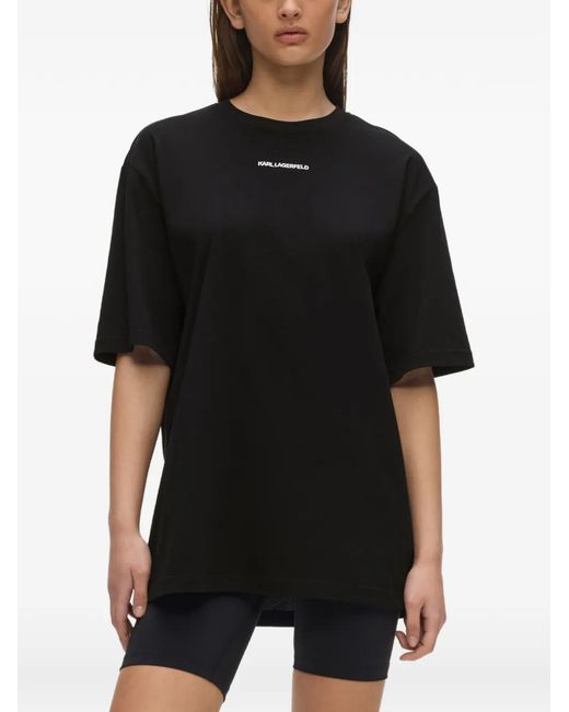 Karl Lagerfeld Black Logo-Print Cotton T-Shirt