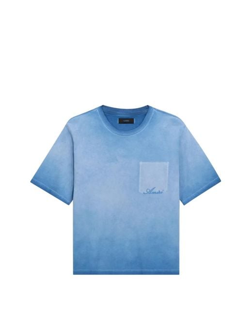 Amiri Blue Faded Pocket T-Shirt for men