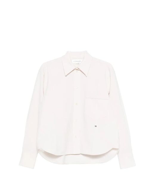 Victoria Beckham White Cropped Long-Sleeve Shirt