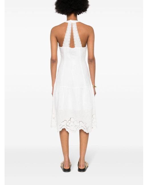 Twin Set White Guipure-detail Midi Dress