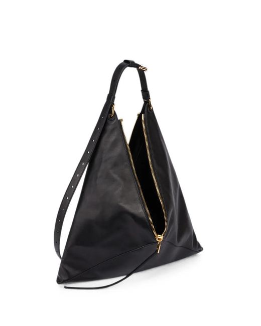Moschino Black Triangle-Shape Leather Shoulder Bag