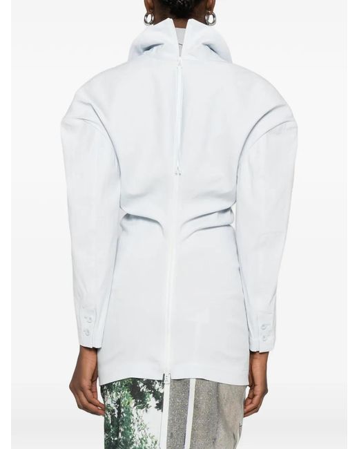 Issey Miyake White Blazer Like Torso À Revers Crantés