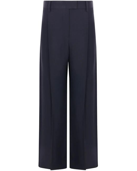 Brunello Cucinelli Twill Plooibroek in het Blue