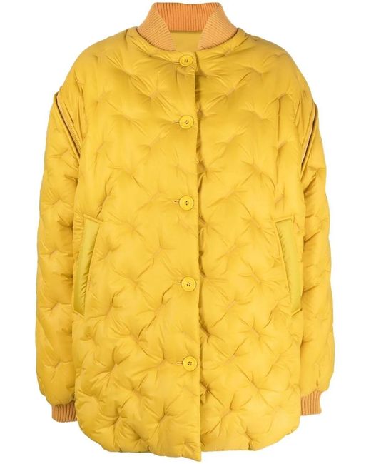 Sherpa Yellow Embossed-Detail Padded Jacket
