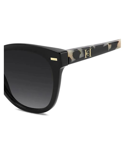 Carolina Herrera Black Tortoiseshell-Effect Cat-Eye Sunglasses
