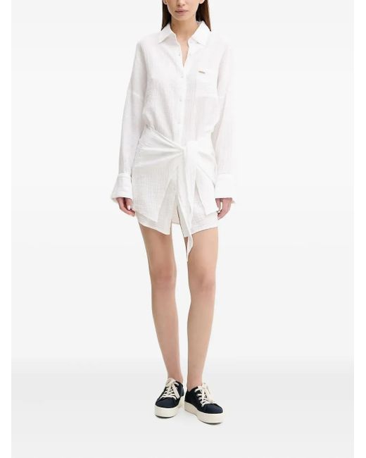 Melissa Odabash White Sara Button-Fastening Tie-Waist Shirt Dress