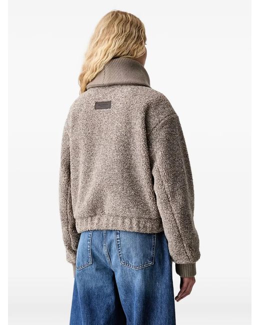 Marc O' Polo Brown Brushed-Effect Zip-Up Jacket