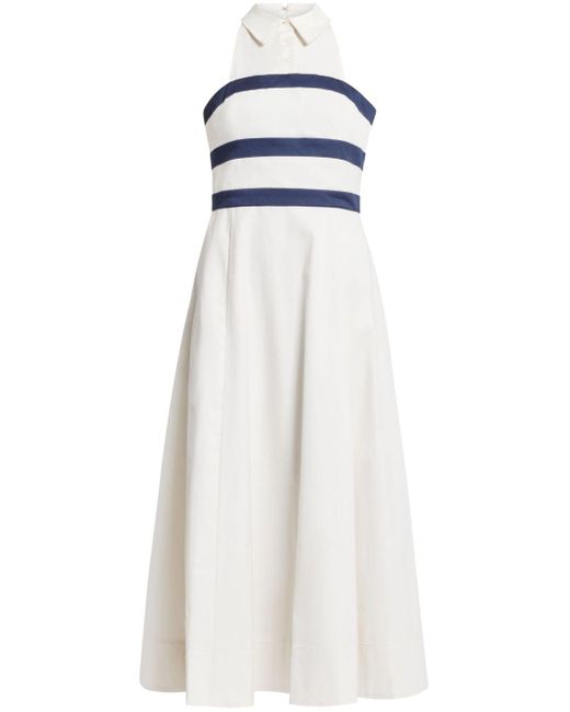 Staud White Captain Striped Midi Dress