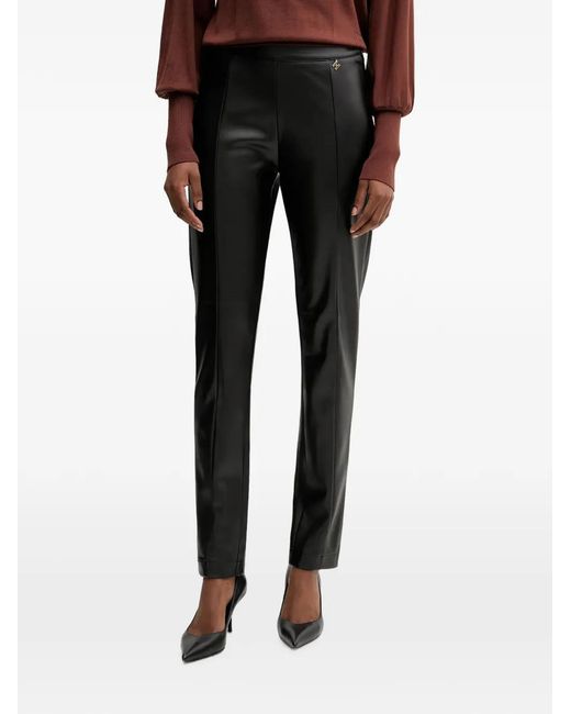 Silvian Heach Black Logo-Plaque Slim-Fit Trousers