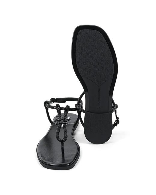 Karl Lagerfeld Black Olympia Crystal-Embellished Logo-Plaque Sandals