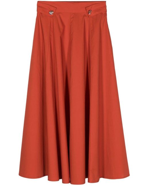 Liu Jo Red Decorative Button Poplin Skirt