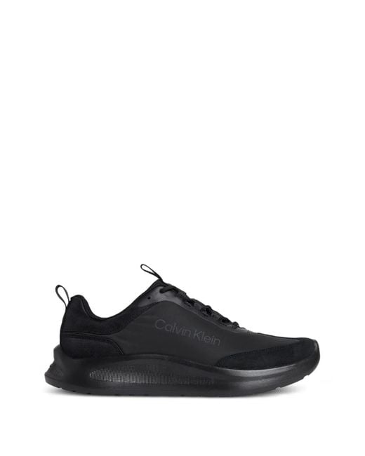 Calvin Klein Black Ck Curve Panelled Lace-Up Sneakers for men