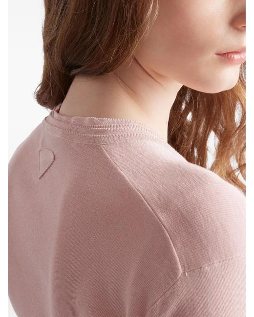 Prada Pink Gerippter Cardigan mit Knopfverschluss