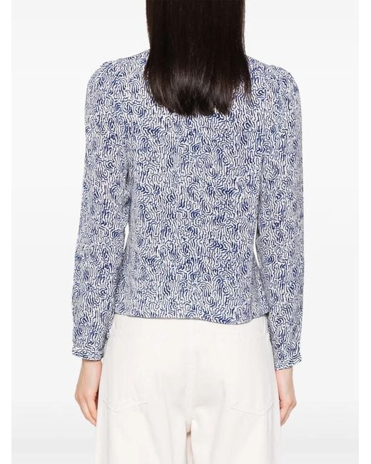 Isabel Marant Blue Eddy Abstract-Print Blouse
