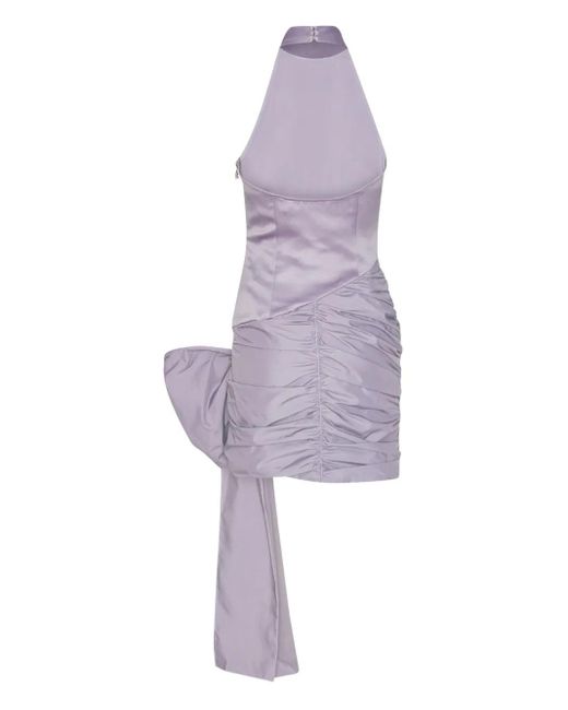 ROTATE BIRGER CHRISTENSEN Purple Halter-Neck Bow-Detail Dress