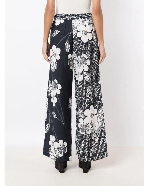 Amir Slama Black Floral-Print Straight-Leg Trousers