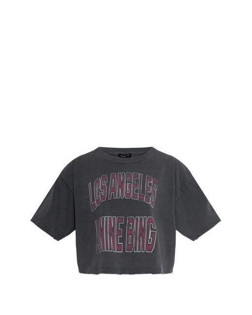 Anine Bing Blue Johnny Logo-Print T-Shirt