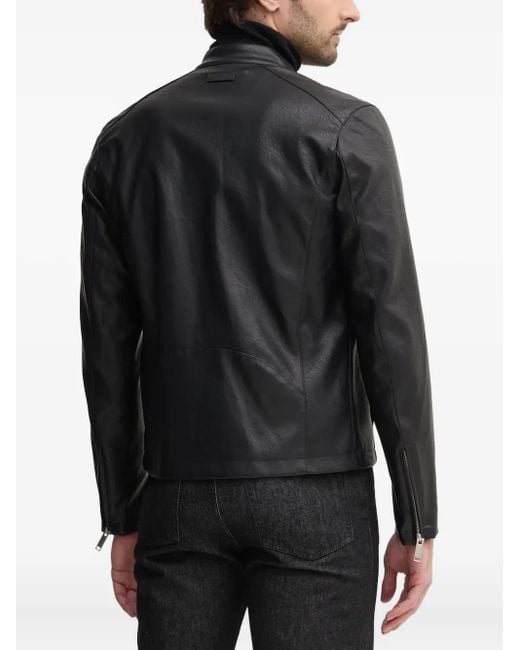 Sisley Black Zip-Fastening Buttoned-Collar Jacket for men