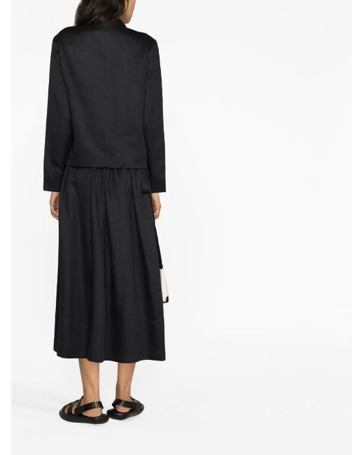 Asceno Black Coco Full Linen Midi Skirt