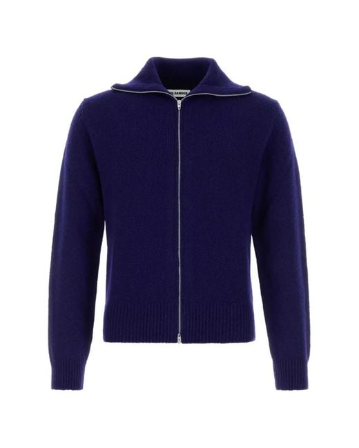 Jil Sander Blue Zip Cardigan for men