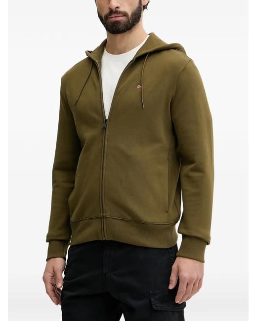 Napapijri Green Balis Zip-Up Drawstring Hoodie for men