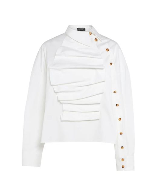 A.W.A.K.E. MODE White Button-Embellishment Blouse
