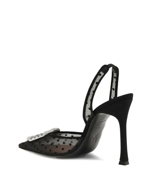AMINA MUADDI Black 105Mm Camelia Polka-Dot Embellished Sling-Back Sandals