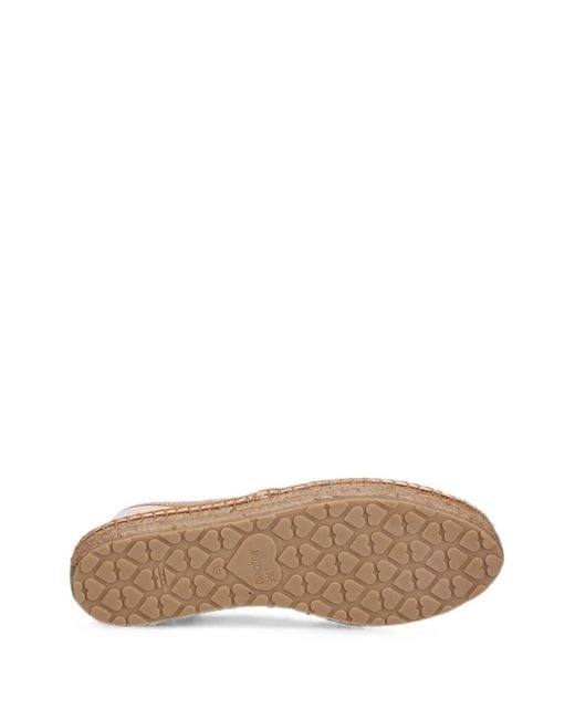 Love Moschino Pink Metallic Logo-Embossed Espadrilles