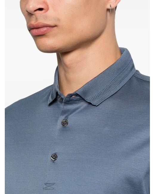 Corneliani Blue Short-Sleeve Polo Shirt for men
