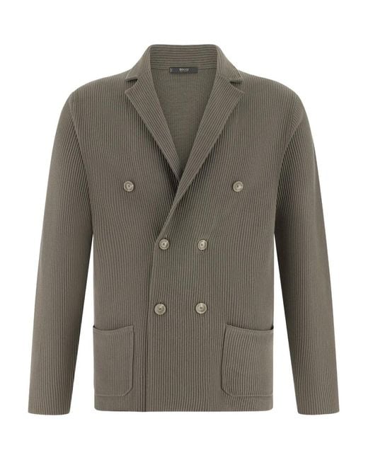 Boggi Green Double-Breasted Knitted Jacket for men
