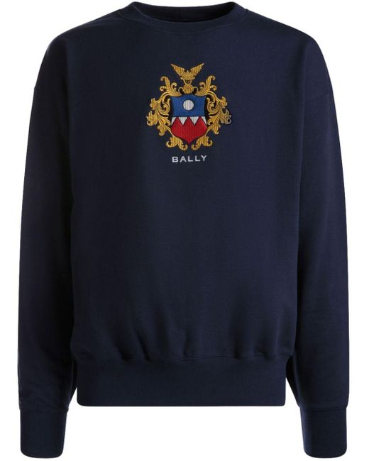 Bally Blue Logo-embroidered Cotton Sweatshirt for men