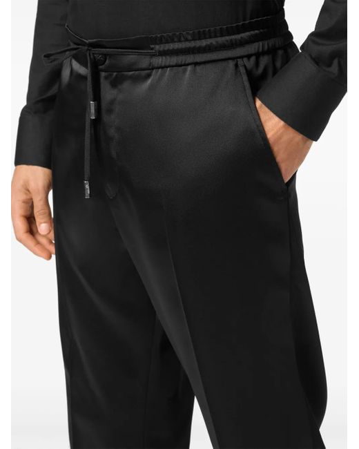 Philipp Plein Black Satin Tailored Trousers for men