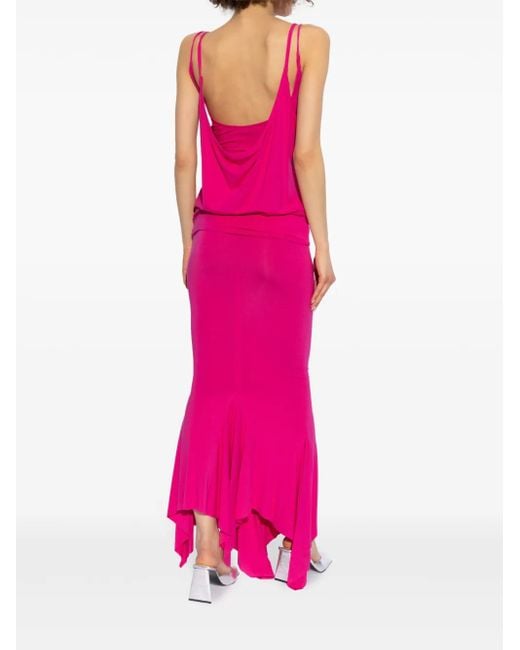 The Attico Pink Layered Mermaid-Silhouette Maxi Dress
