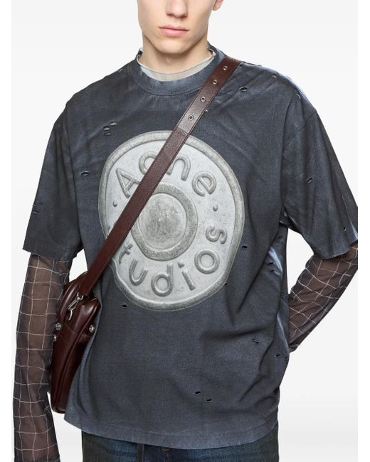 Acne Gray T-Shirt im Distressed-Look