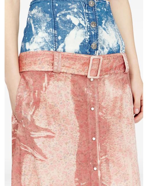 DIESEL Pink Jupe Ceinturée À Design Superposé
