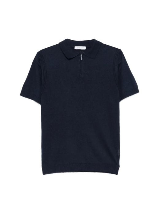Daniele Fiesoli Blue Zip Polo Shirt for men