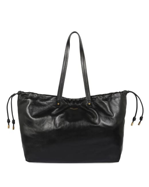 Isabel Marant Black Drawstring Leather Tote Bag