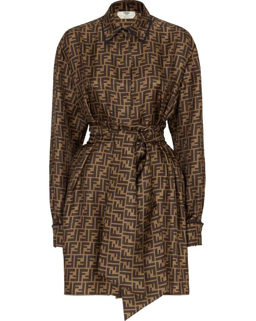 Fendi モノグラムプリント シャツドレス Brown