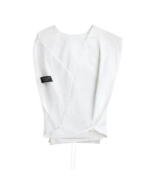 A.W.A.K.E. MODE White Crossover-Strap Blouse