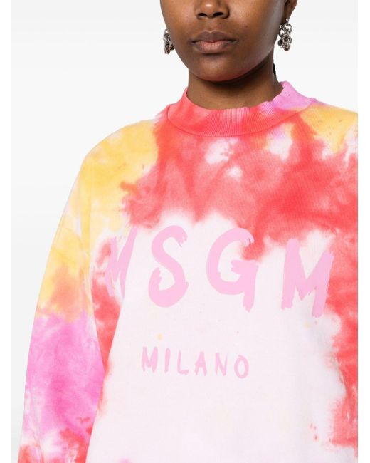 MSGM Sweater Met Tie-dye Print in het Pink