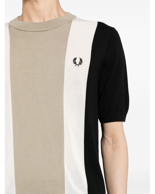 Fred Perry Black Colourblock Knitted T-shirt for men