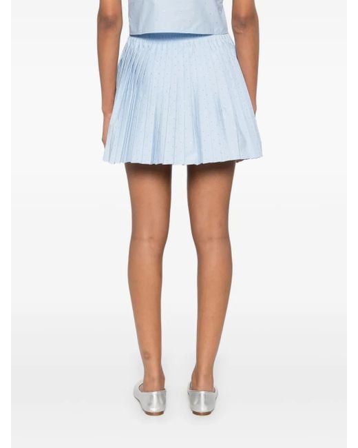 Sandro Blue Short Pleated Rhinestone Skirt