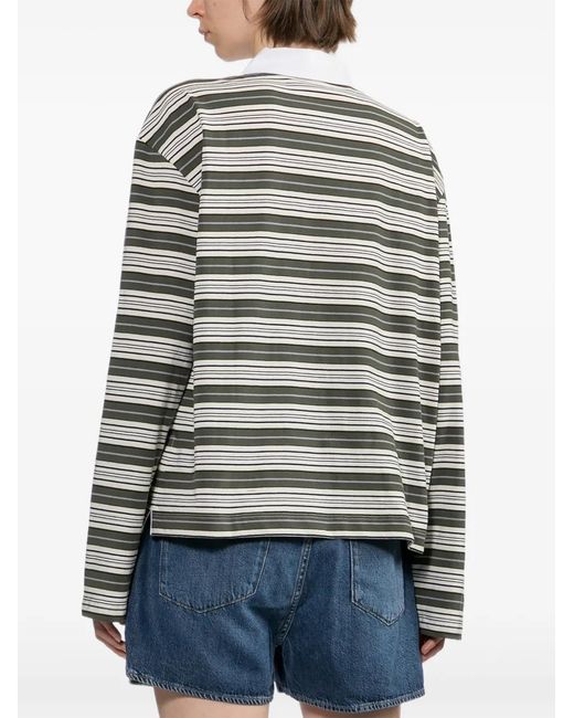 Rag & Bone Gray Striped Long-Sleeve Polo Shirt