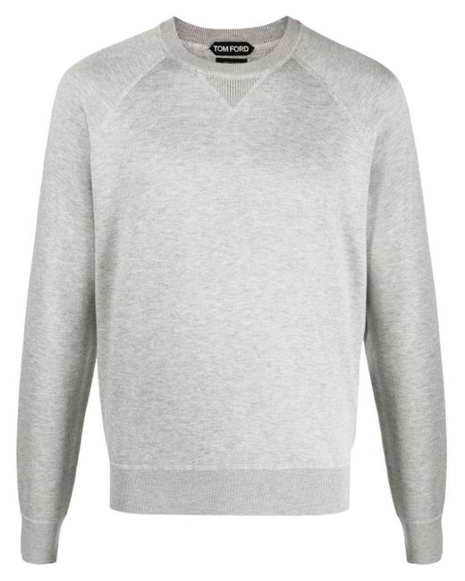 Tom Ford Meliertes Sweatshirt mit Rundhalsausschnitt in White für Herren