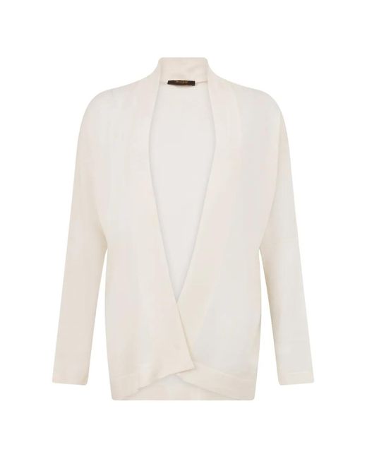 Moorer White Fine-Knit Open-Front Sweater